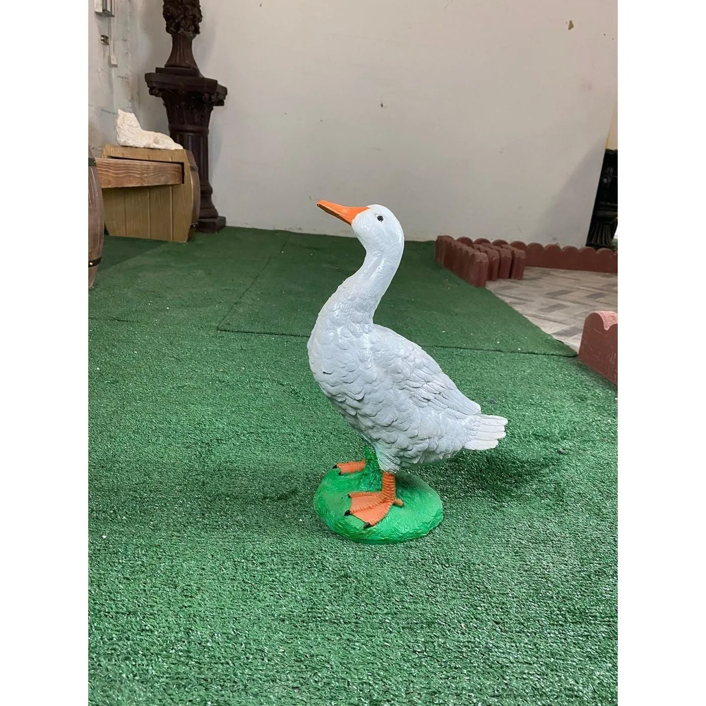 15″ Porch Goose, Hand-Painted Concrete