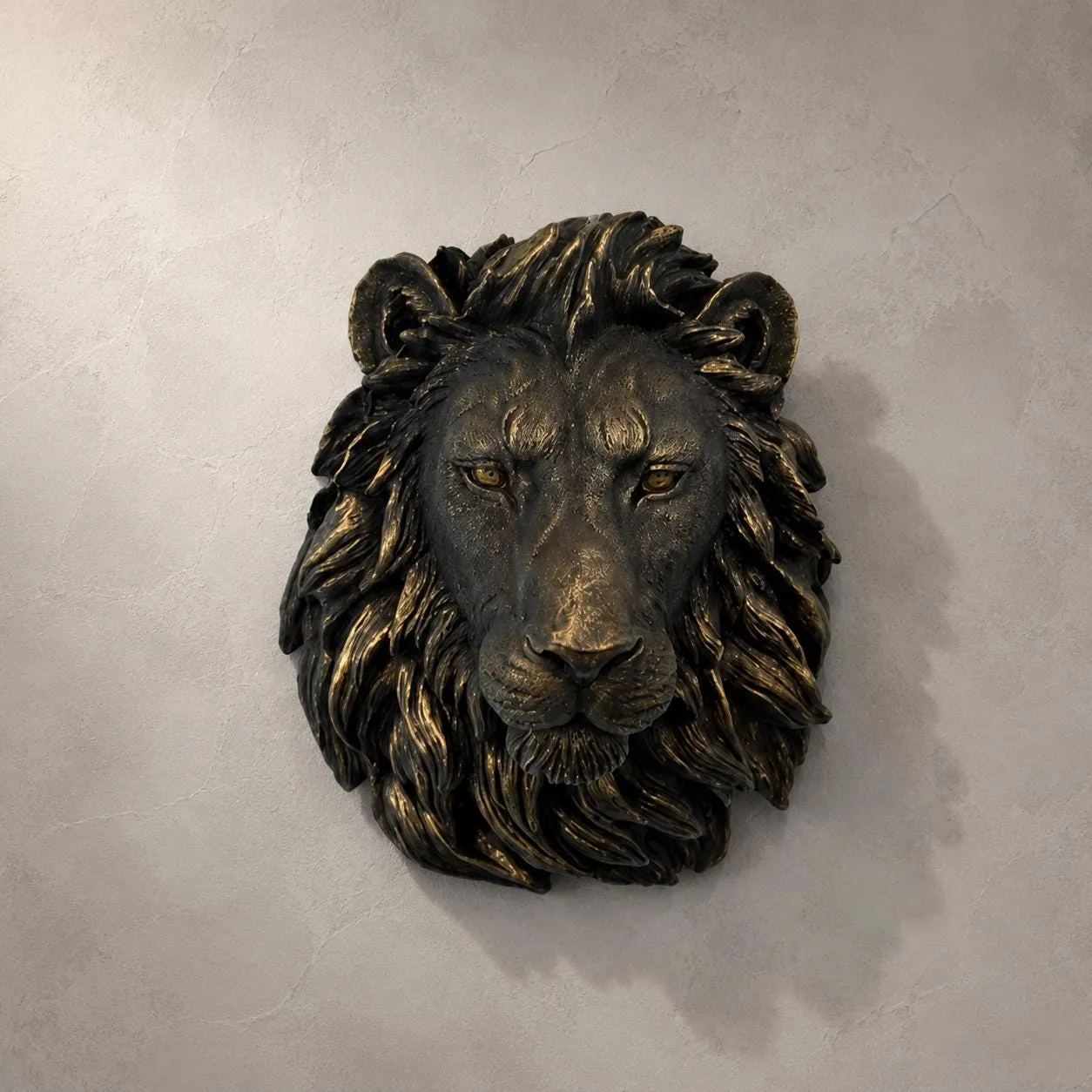 16″ Lion Head Wall Plaque, Solid Concrete, photo 2 of 6