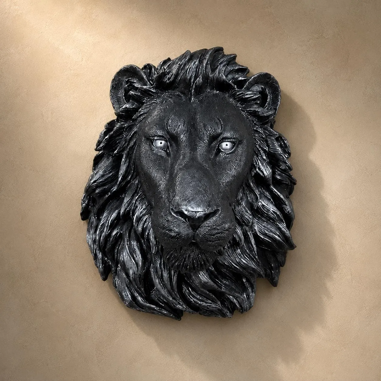 16″ Lion Head Wall Plaque, Solid Concrete, photo 3 of 6