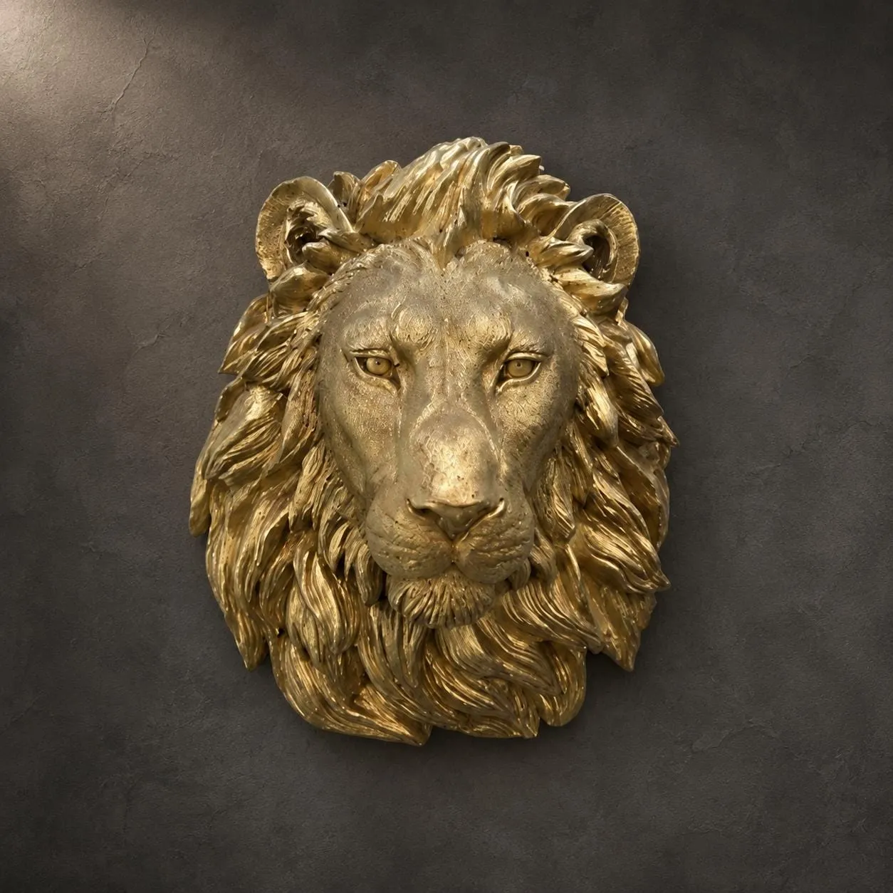 16″ Lion Head Wall Plaque, Solid Concrete, photo 4 of 6