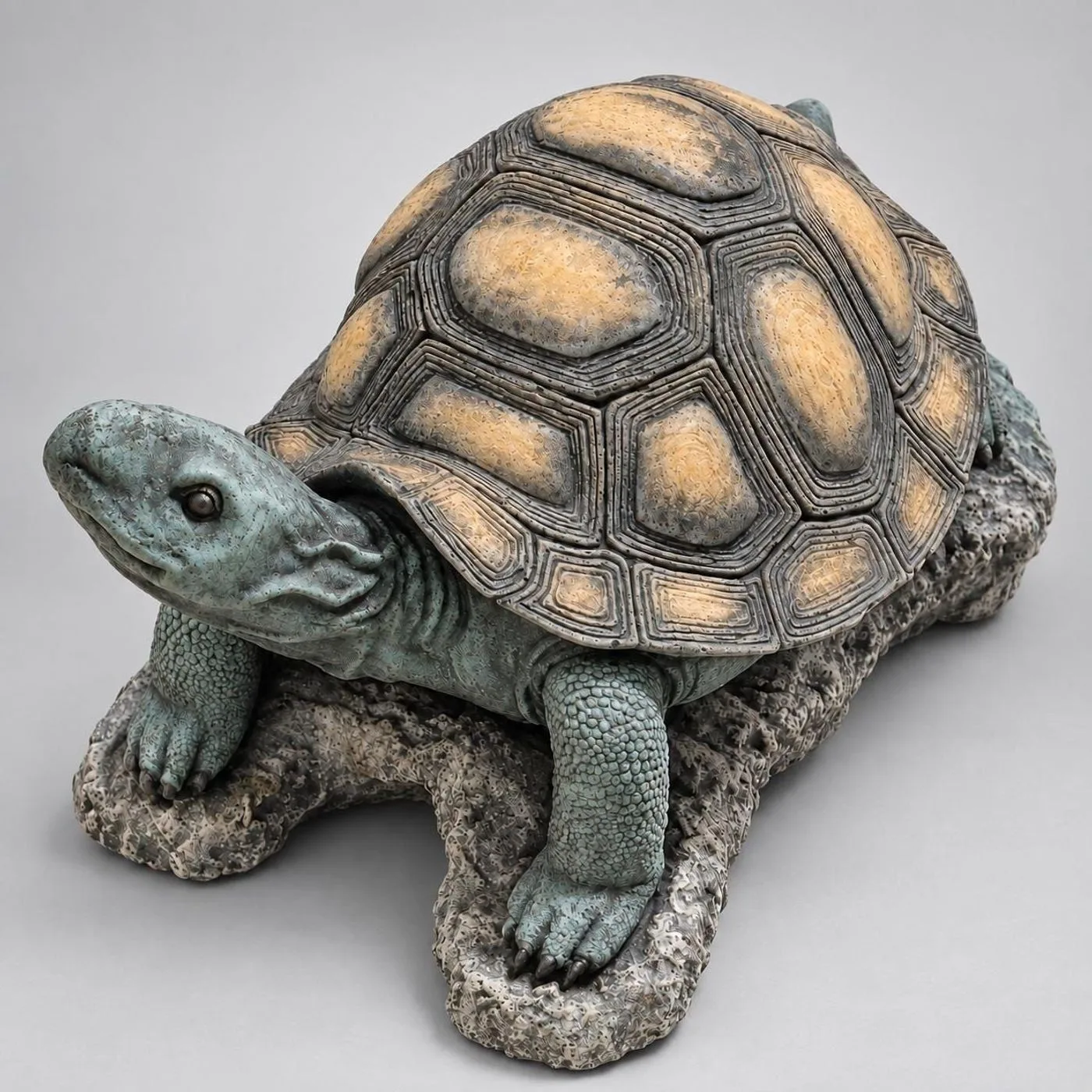 17″ Garden Turtle Statue, Hand-Painted Concrete