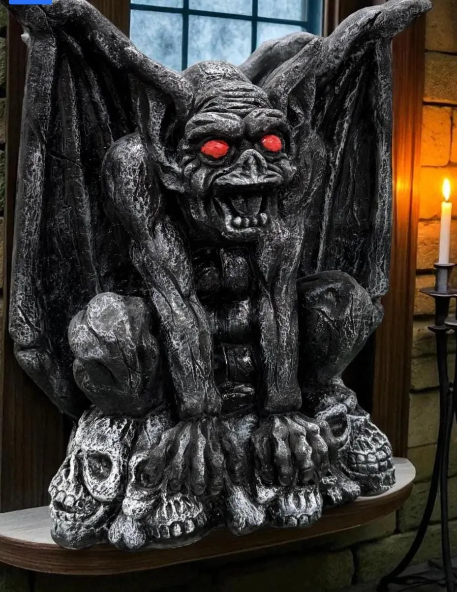 20″ Gothic Gargoyle, Hand-Painted Concrete, photo 6 of 9