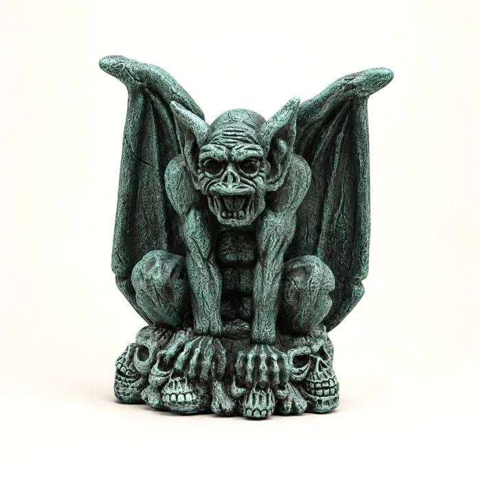 20″ Gothic Gargoyle, Hand-Painted Concrete