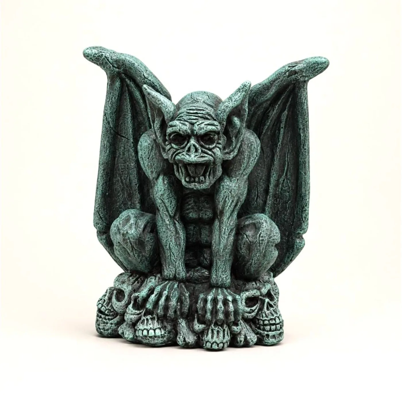 20″ Gothic Gargoyle, Hand-Painted Concrete