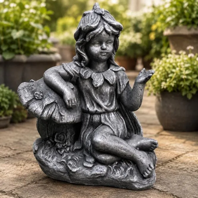 20″ Fairy on Mushroom, Hand-Painted Concrete, photo 2 of 8