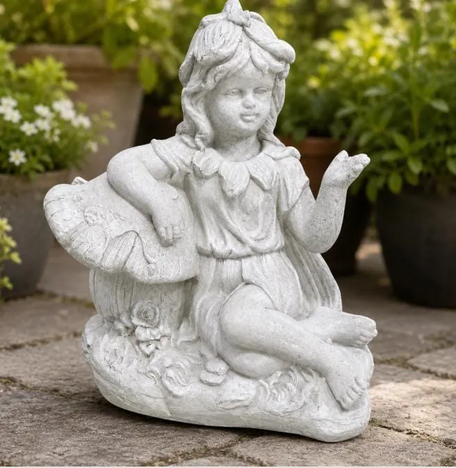 20″ Fairy on Mushroom, Hand-Painted Concrete, photo 4 of 8