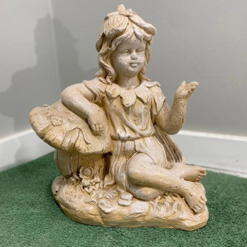20″ Fairy on Mushroom, Hand-Painted Concrete, photo 5 of 8