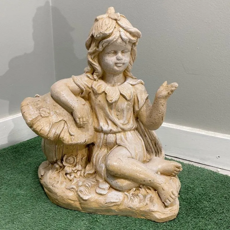 20″ Fairy on Mushroom, Hand-Painted Concrete, photo 6 of 8