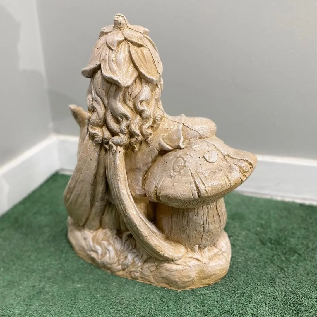 20″ Fairy on Mushroom, Hand-Painted Concrete, photo 7 of 8