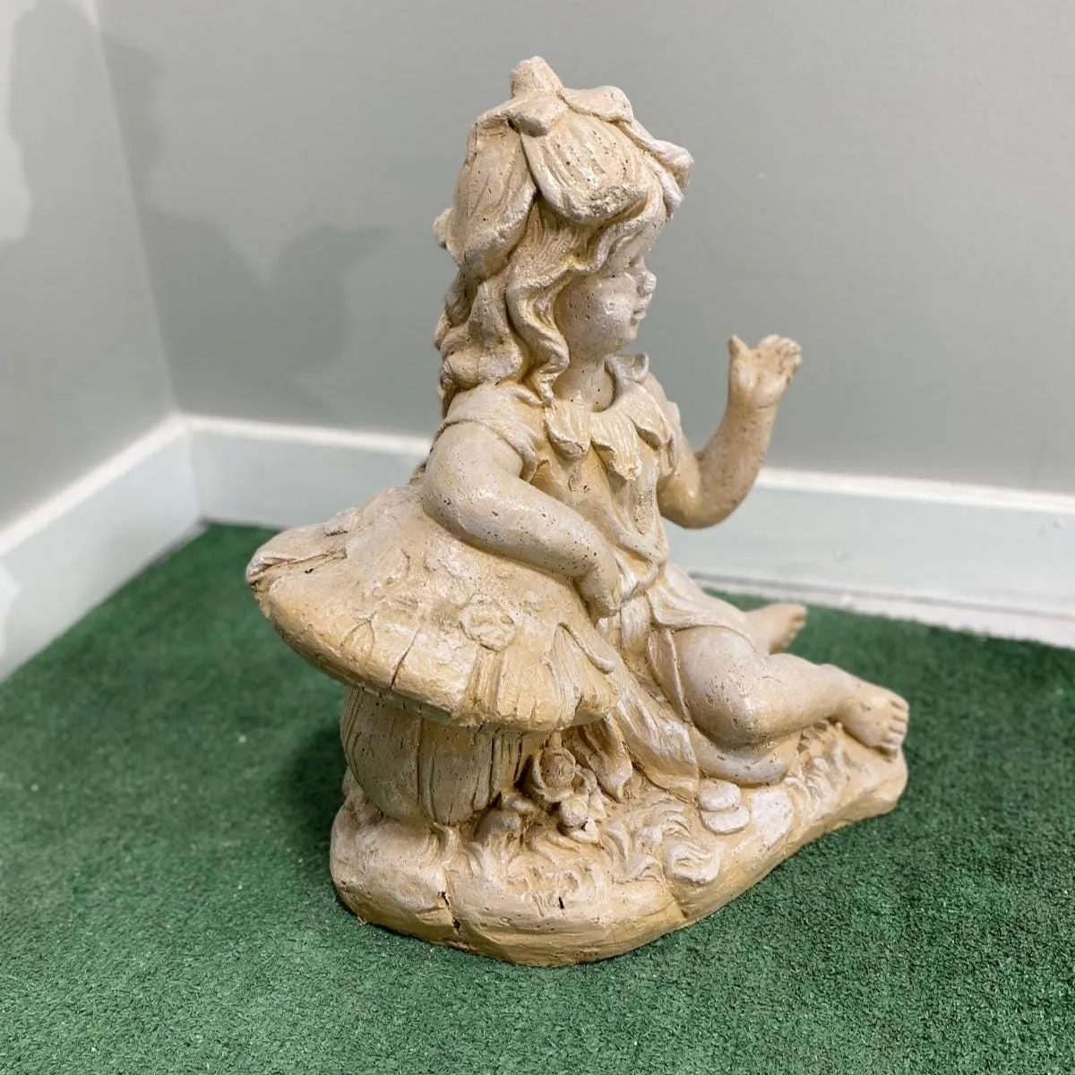 20″ Fairy on Mushroom, Hand-Painted Concrete, photo 8 of 8