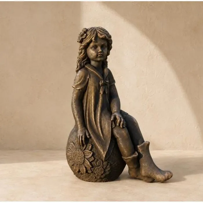 21″ Sunflower Fairy, Hand-Painted Concrete