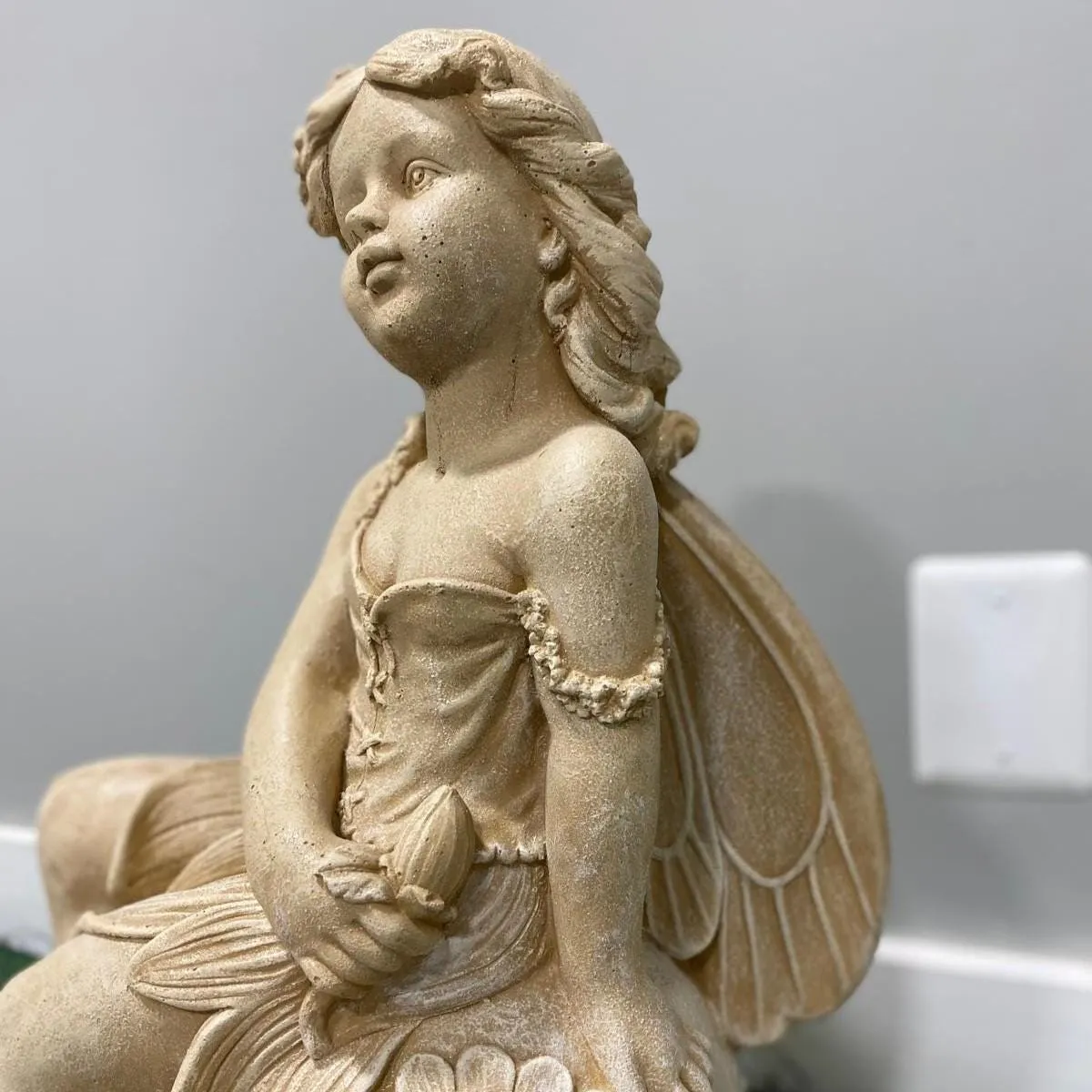 21″ Seated Rose Fairy, Hand-Painted Concrete, photo 6 of 9