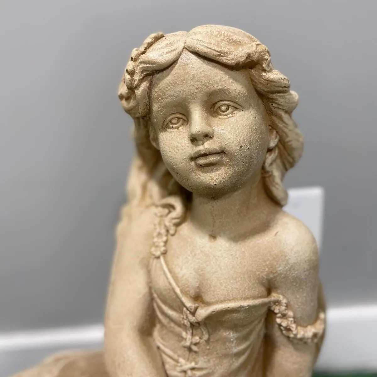 21″ Seated Rose Fairy, Hand-Painted Concrete, photo 7 of 9