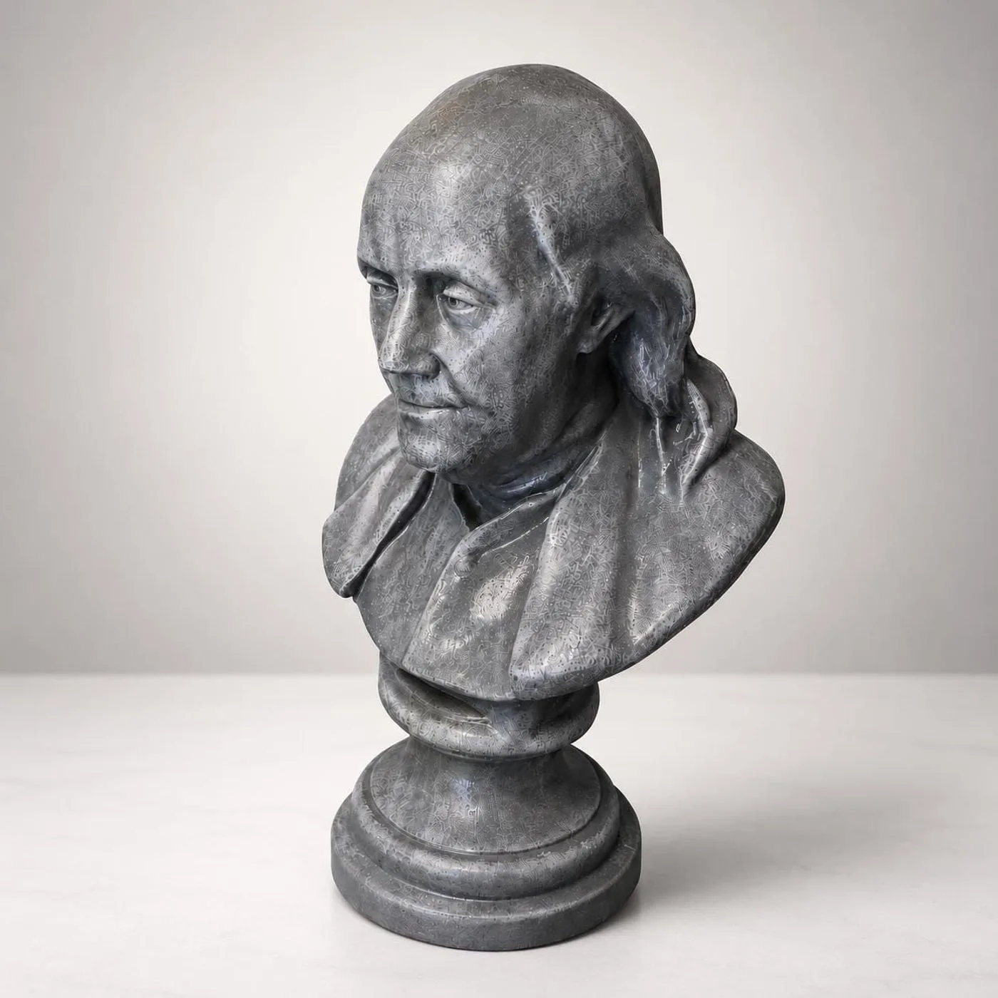 22″ Benjamin Franklin Bust, Solid Concrete