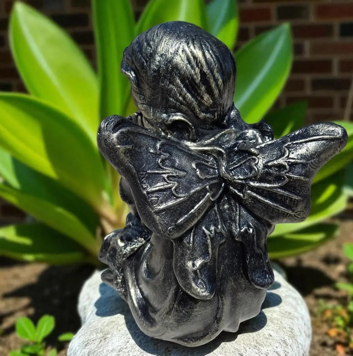 24″ Sitting Angel, Hand-Painted Concrete, photo 7 of 10