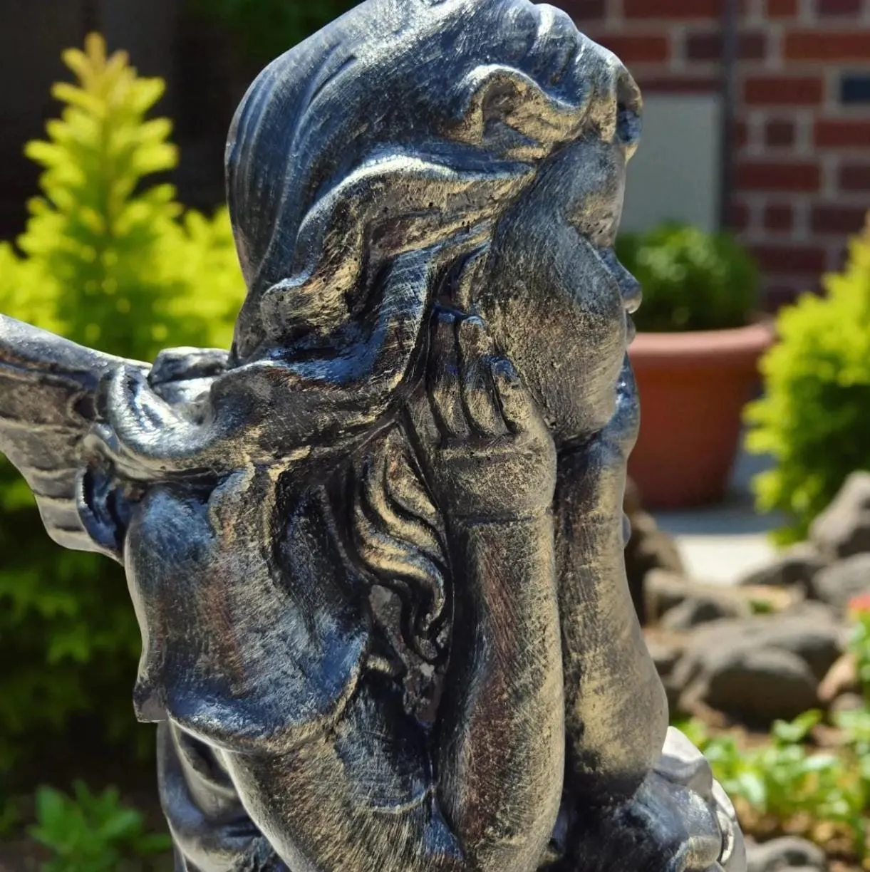 24″ Sitting Angel, Hand-Painted Concrete, photo 8 of 10