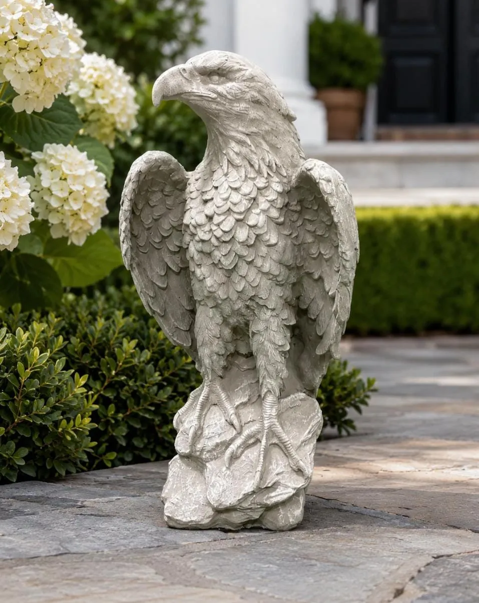 24″ Stone-Finish Bald Eagle, Solid Concrete, photo 2 of 6
