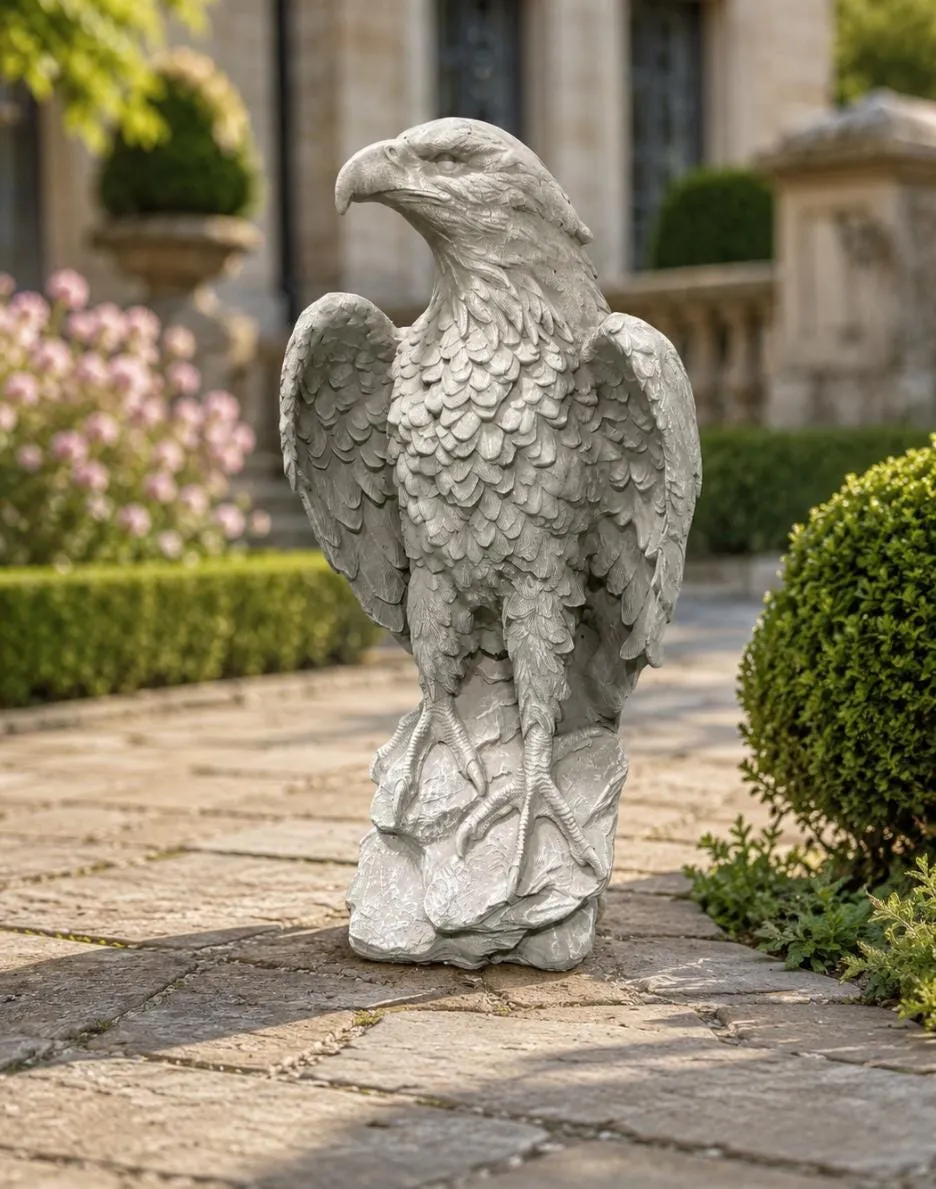 24″ Stone-Finish Bald Eagle, Solid Concrete, photo 5 of 6