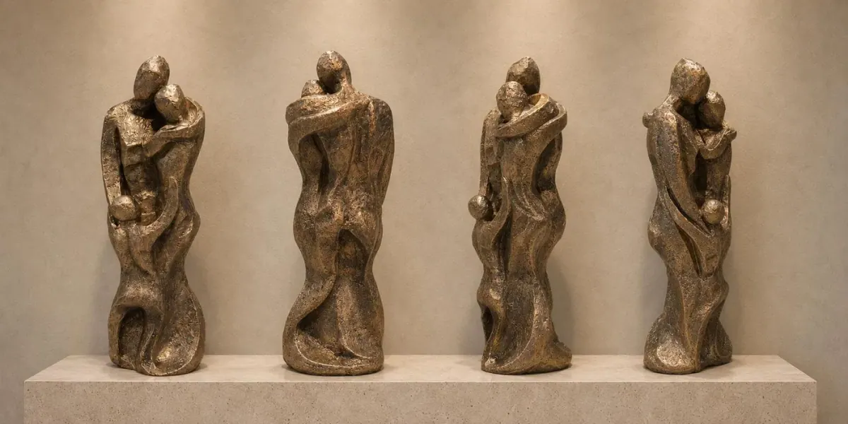 24″ Family Embrace Sculpture, Solid Concrete, photo 3 of 5