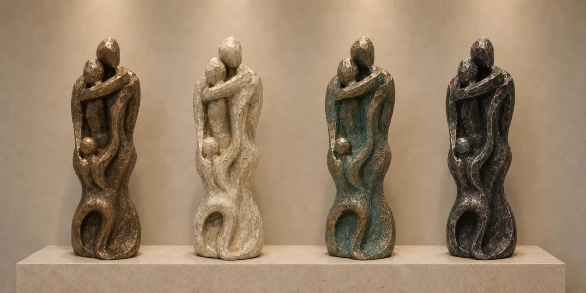 24″ Family Embrace Sculpture, Solid Concrete, photo 4 of 5