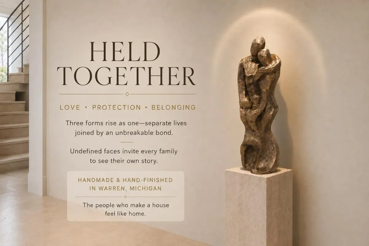 24″ Family Embrace Sculpture, Solid Concrete, photo 5 of 5
