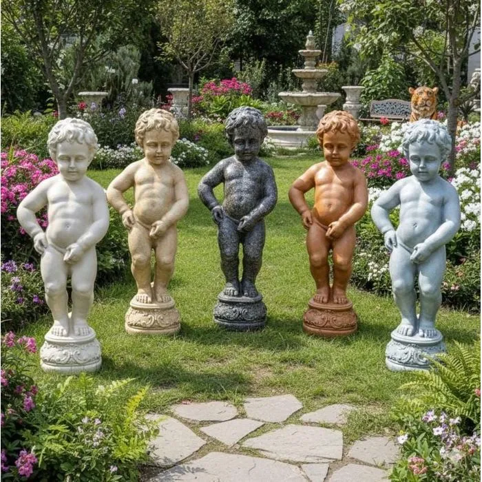 24″ Manneken Pis Pond Spitter, Concrete