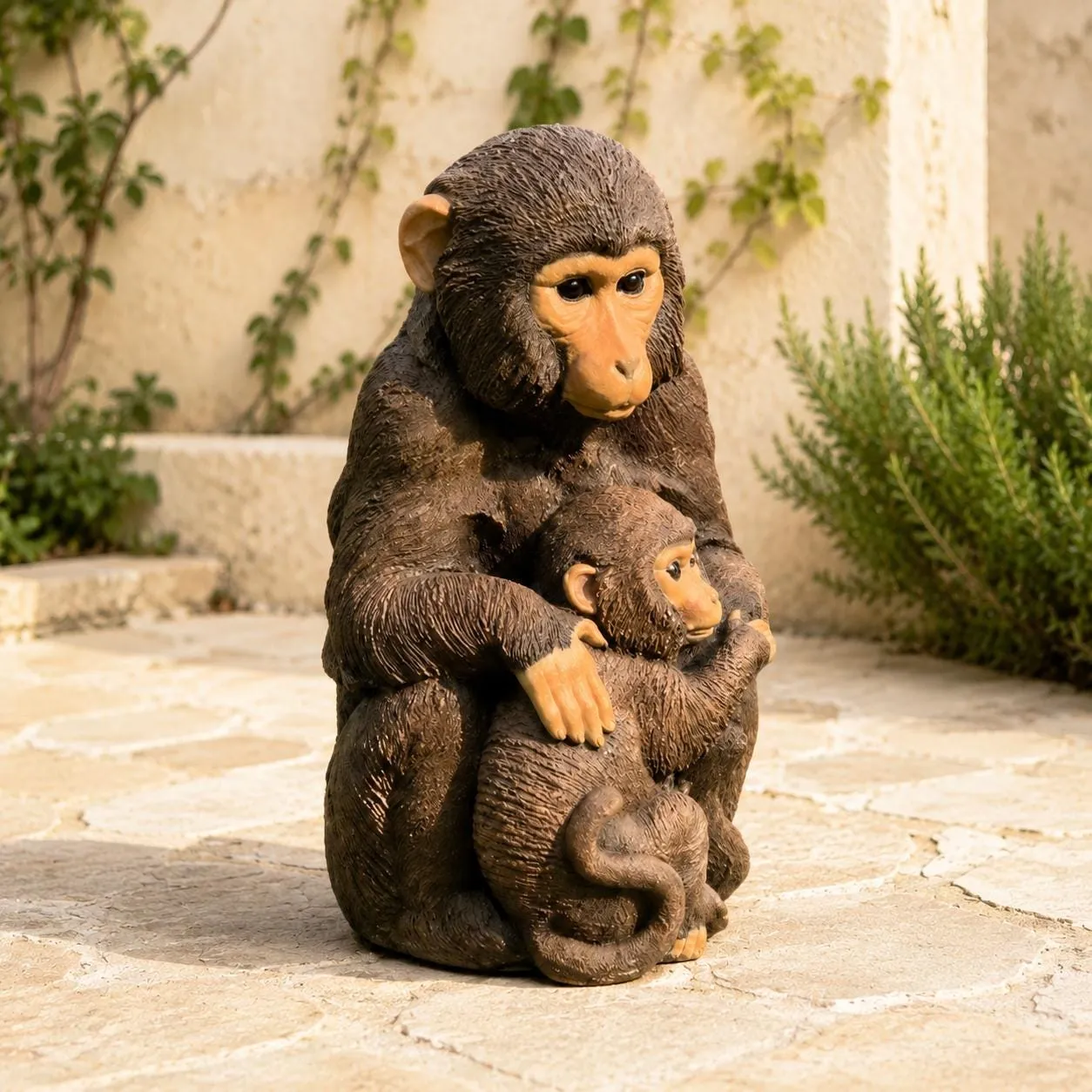 26″ Mother Monkey and Baby Statue, Cast Hydrostone, photo 2 of 4