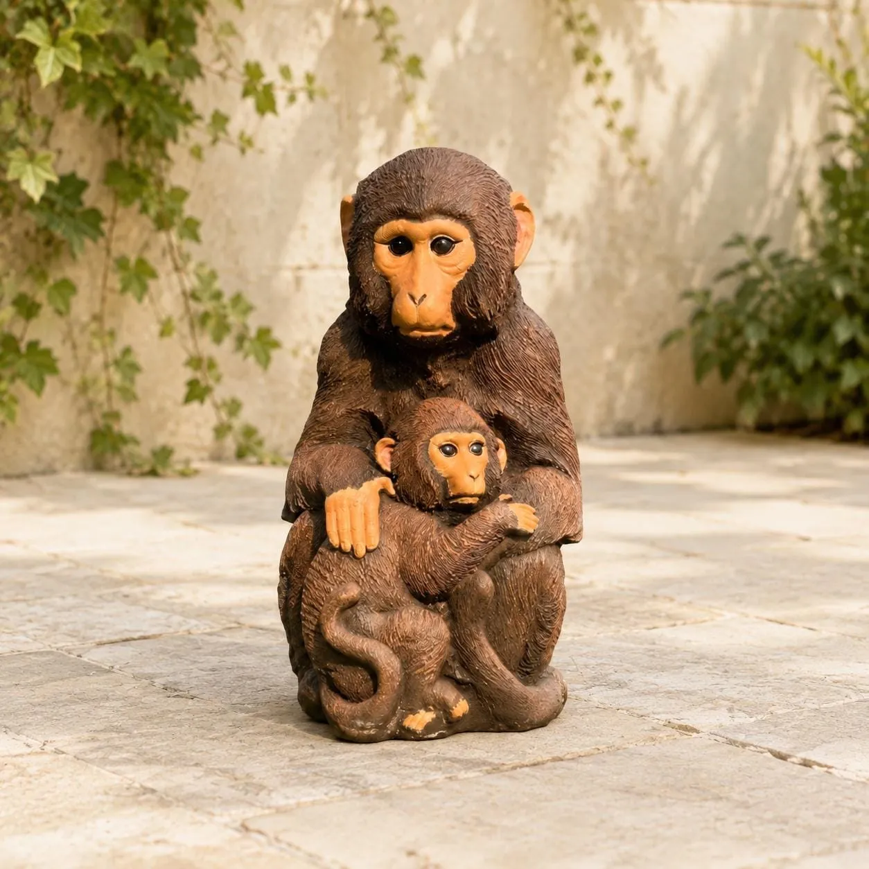 26″ Mother Monkey and Baby Statue, Cast Hydrostone, photo 3 of 4