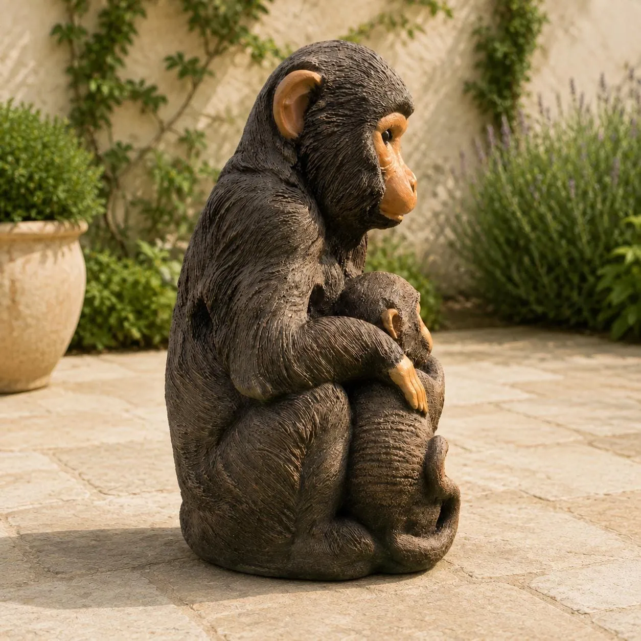 26″ Mother Monkey and Baby Statue, Cast Hydrostone, photo 4 of 4