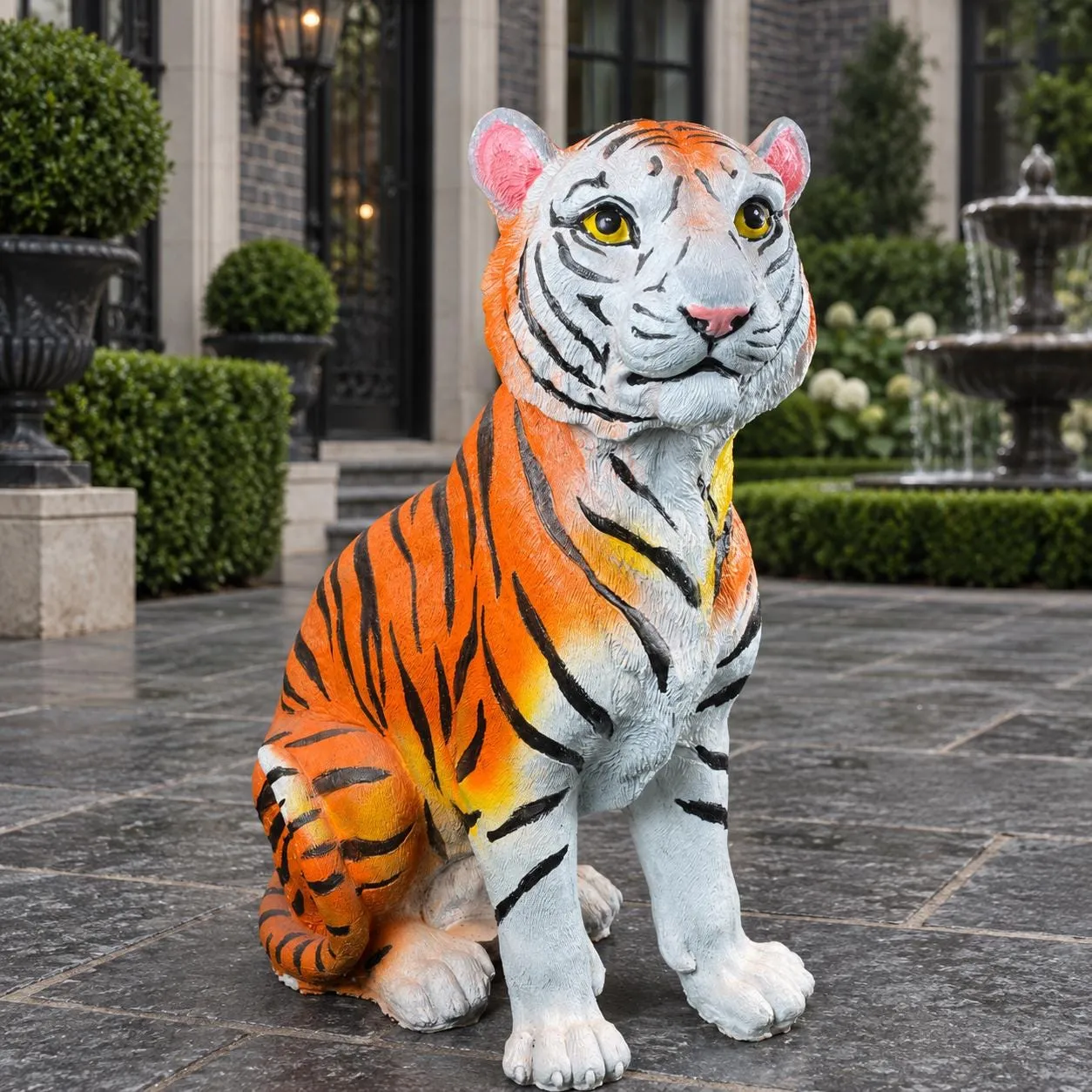 32″ Tigress Statue, Hand-Painted Concrete, photo 4 of 5
