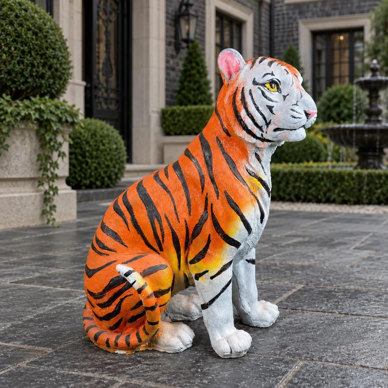 32″ Tigress Statue, Hand-Painted Concrete, photo 5 of 5