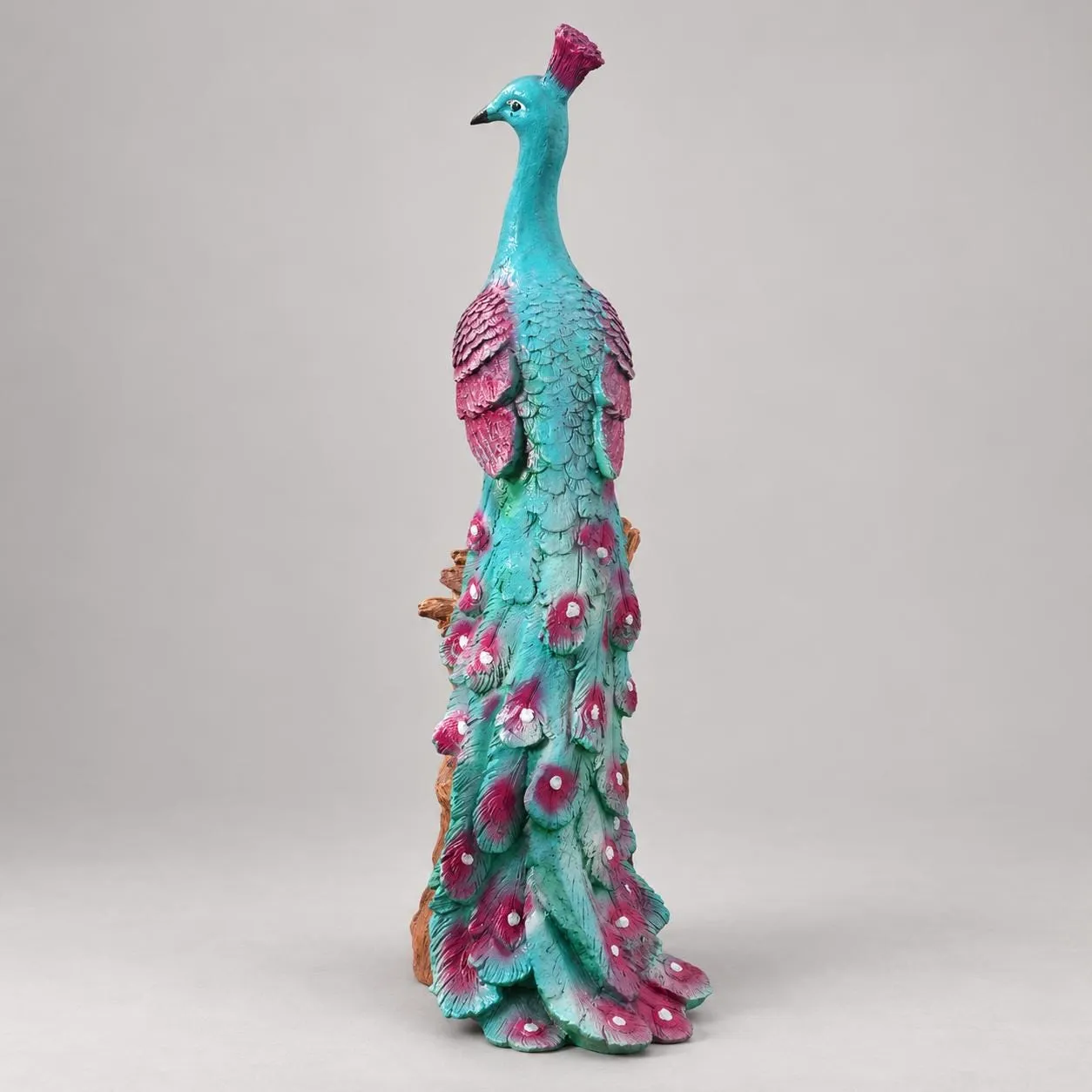 34.5″ Peacock Statue, Hand-Painted Concrete, photo 10 of 10