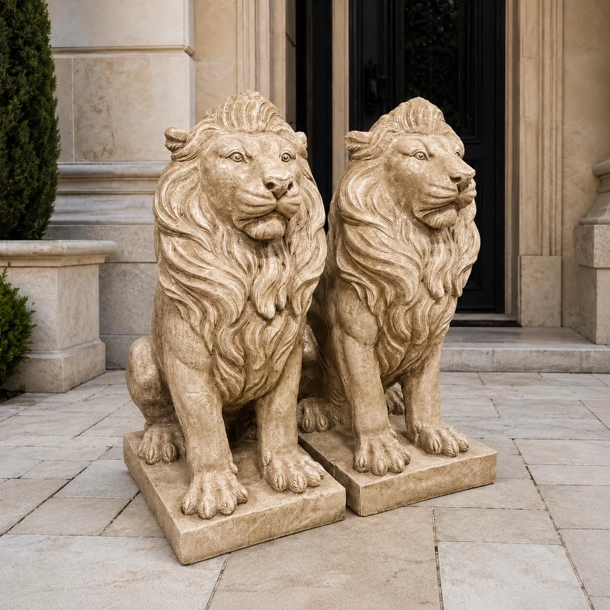 40″ Estate Lions, Pair — Solid Concrete, photo 2 of 10