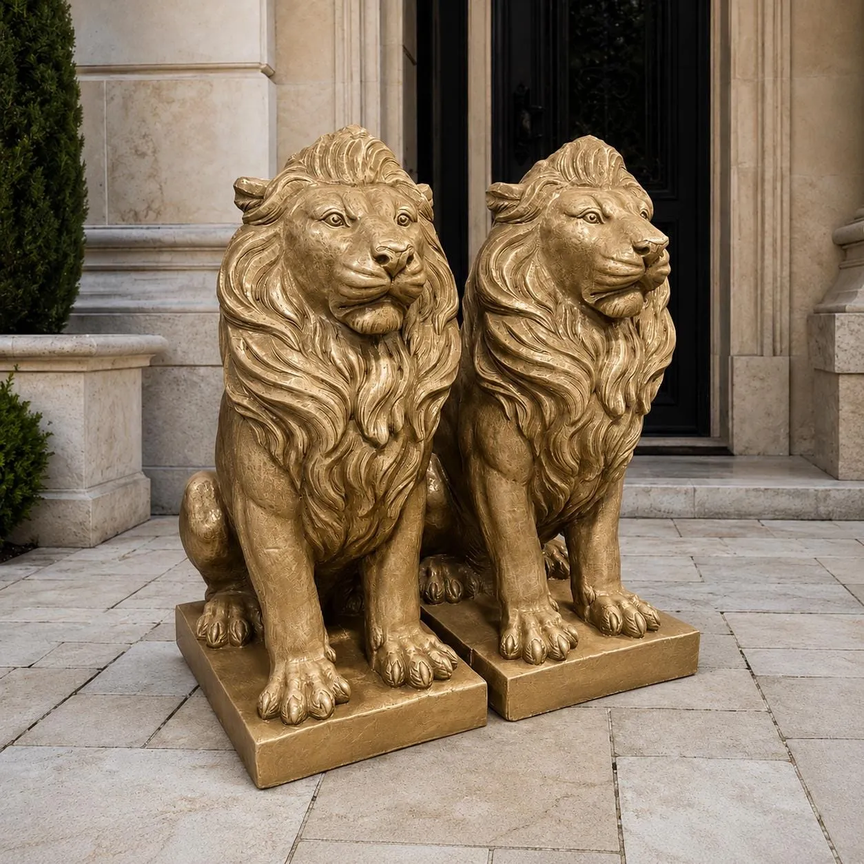 40″ Estate Lions, Pair — Solid Concrete, photo 6 of 10