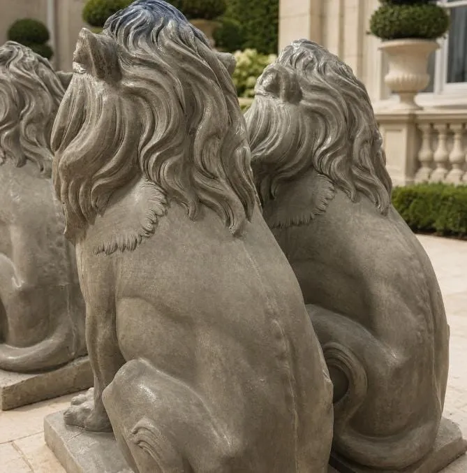 40″ Estate Lions, Pair — Solid Concrete, photo 8 of 10