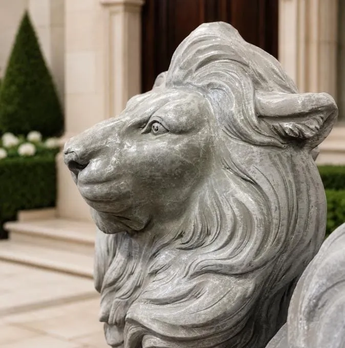40″ Estate Lions, Pair — Solid Concrete, photo 9 of 10