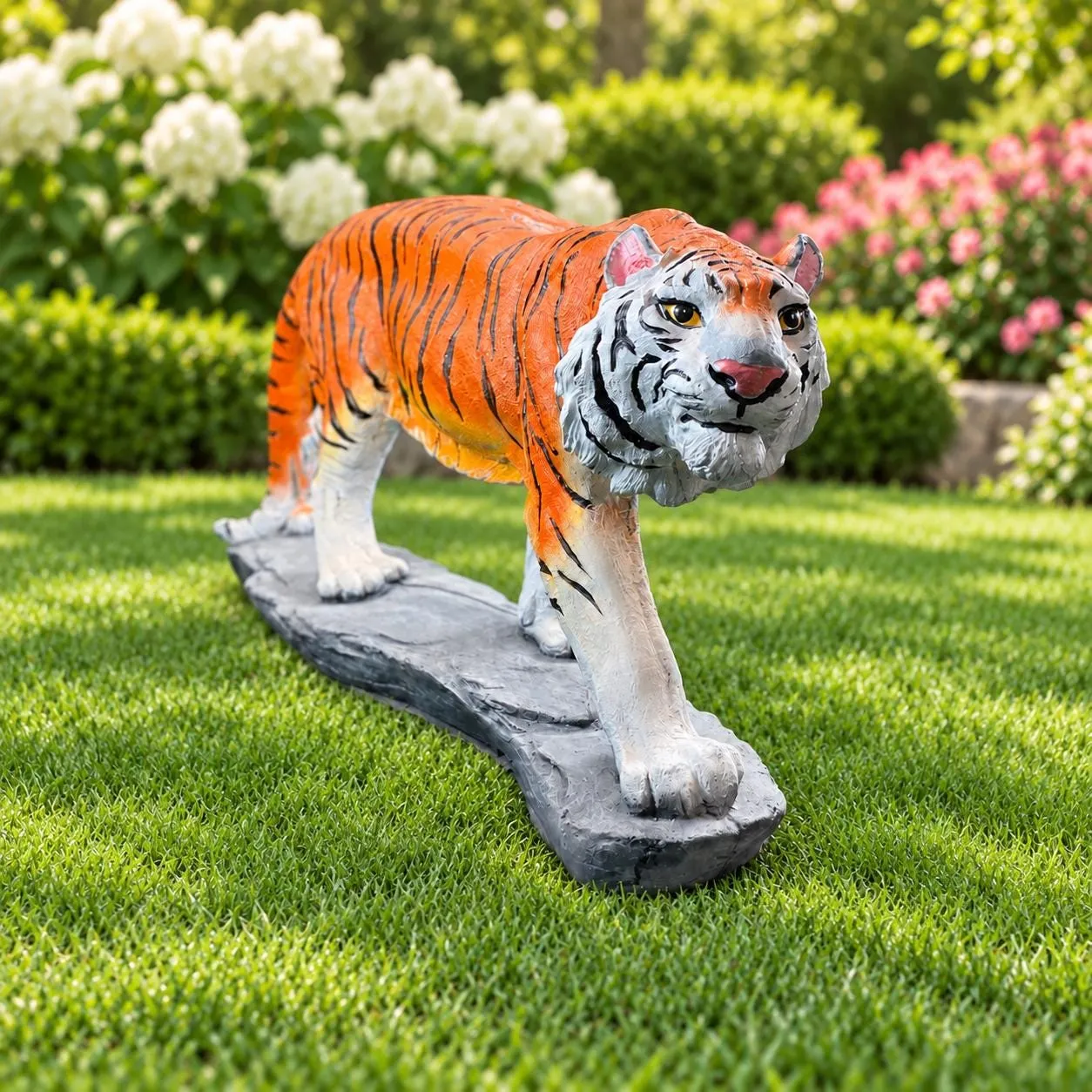 48″ Long Tiger Statue, Hand-Painted Concrete, photo 10 of 10