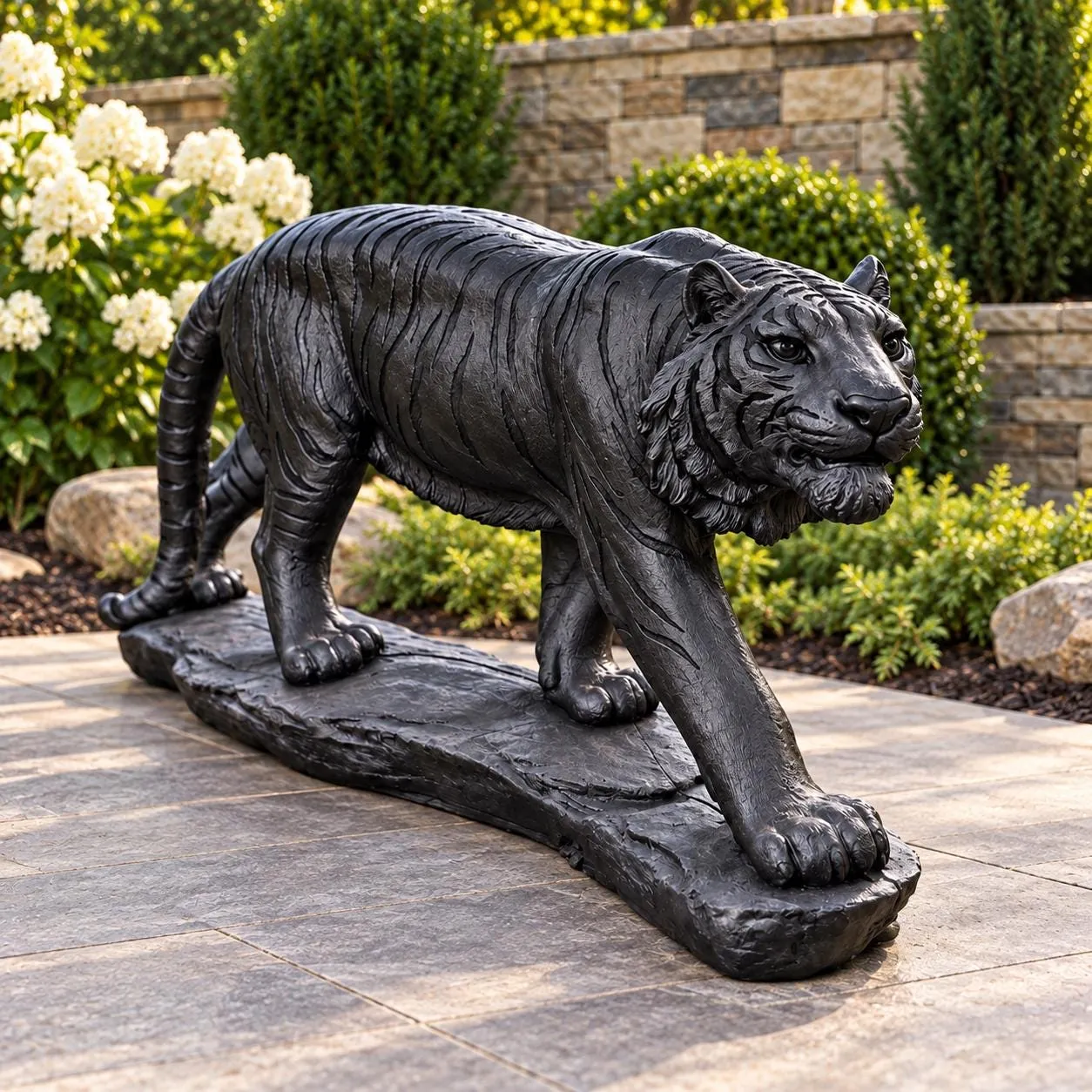48″ Long Tiger Statue, Hand-Painted Concrete, photo 2 of 10