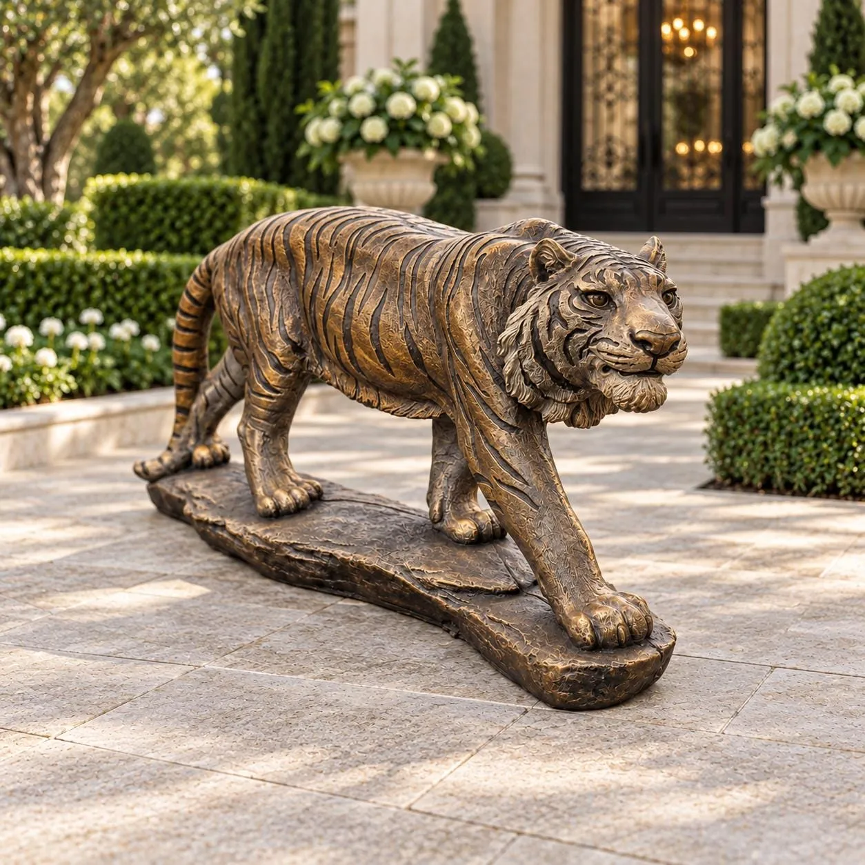 48″ Long Tiger Statue, Hand-Painted Concrete, photo 3 of 10