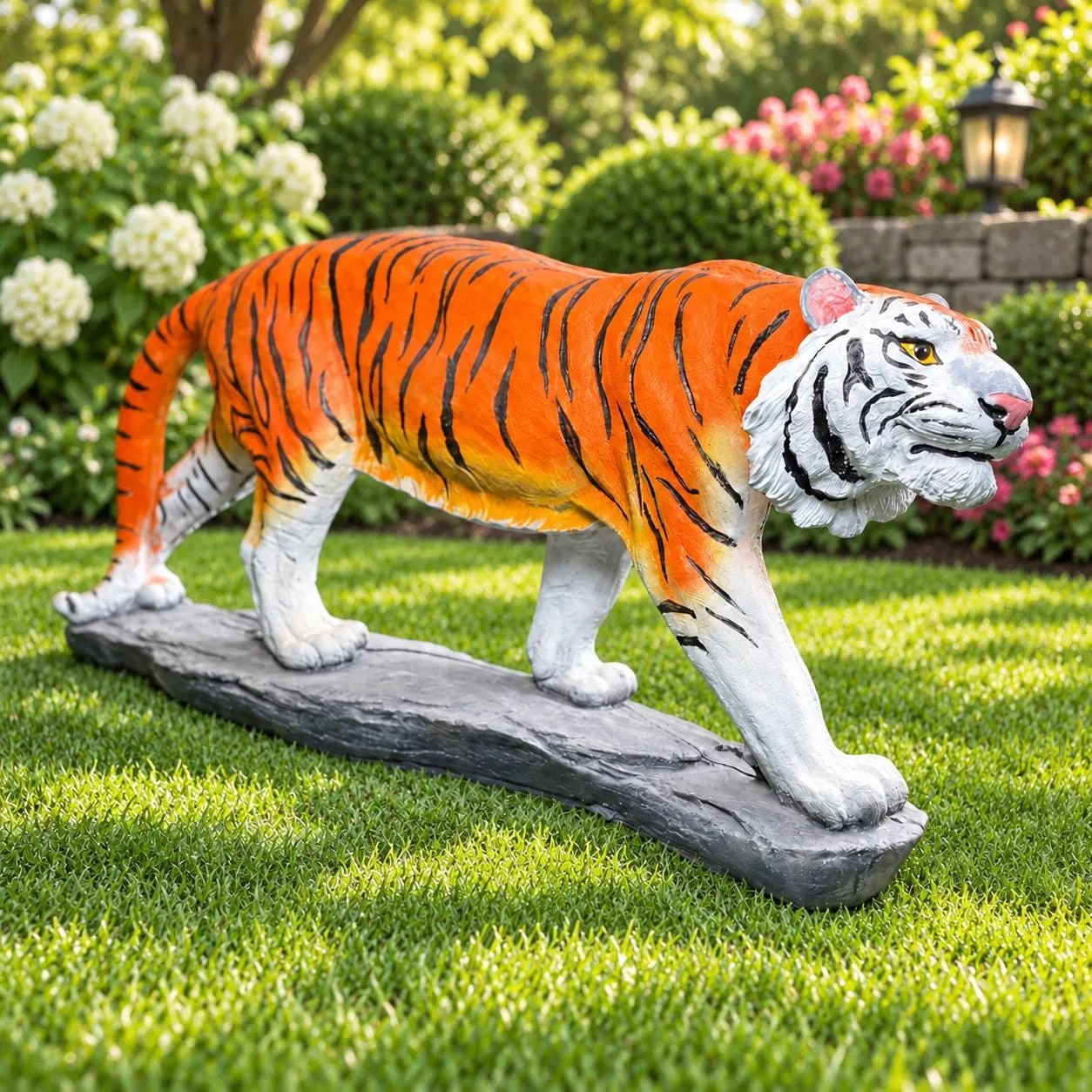 48″ Long Tiger Statue, Hand-Painted Concrete, photo 4 of 10
