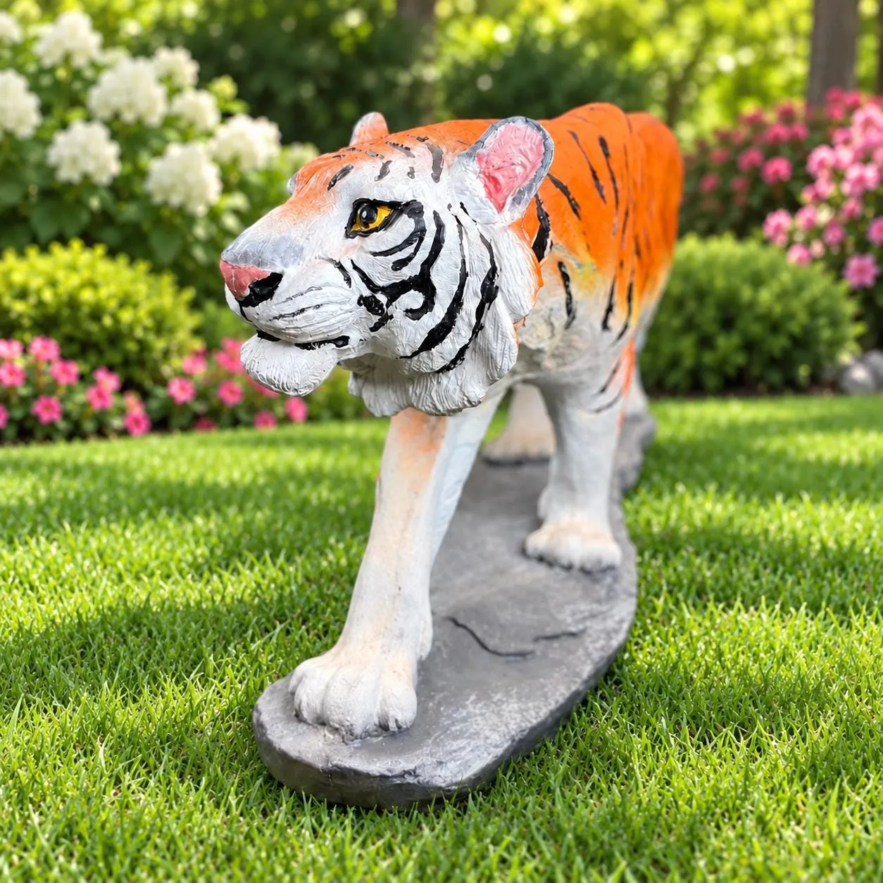 48″ Long Tiger Statue, Hand-Painted Concrete, photo 5 of 10
