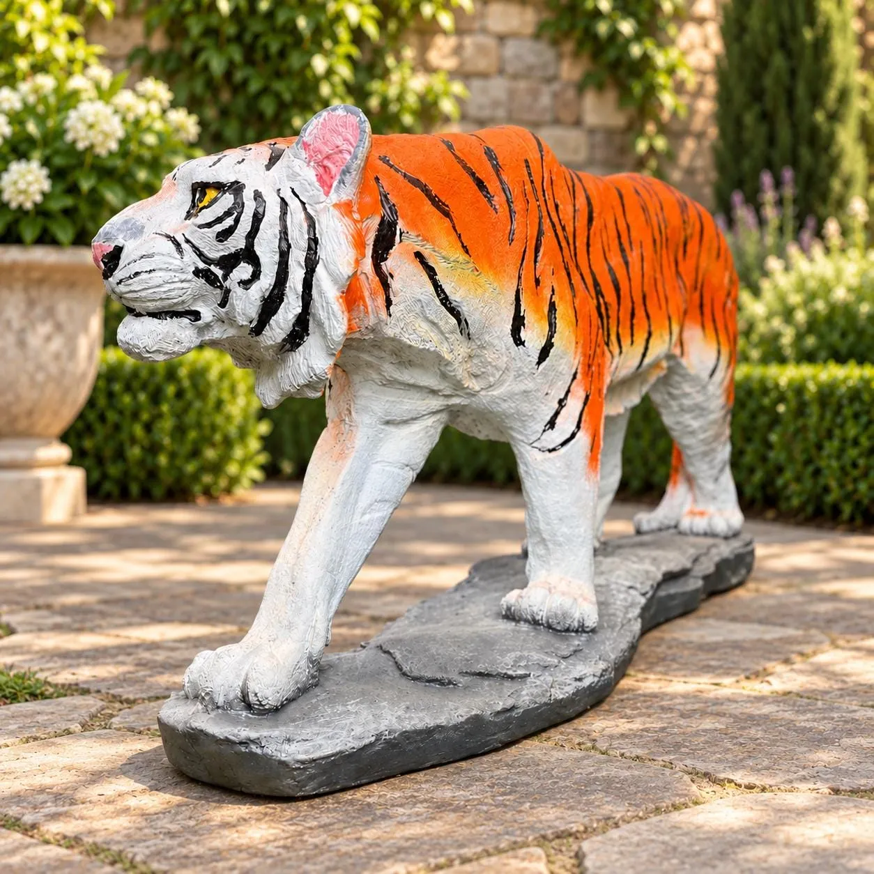 48″ Long Tiger Statue, Hand-Painted Concrete, photo 6 of 10