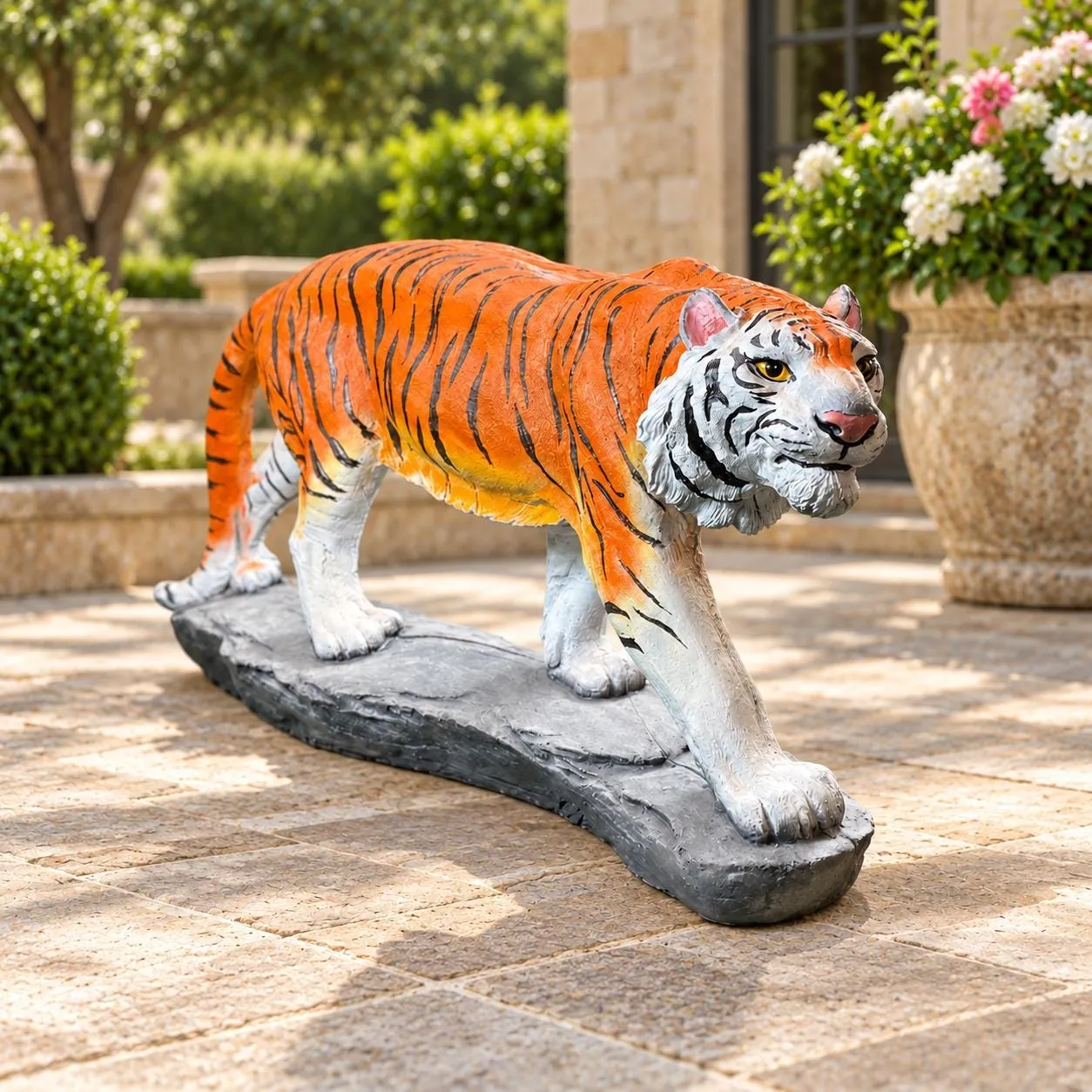 48″ Long Tiger Statue, Hand-Painted Concrete, photo 8 of 10