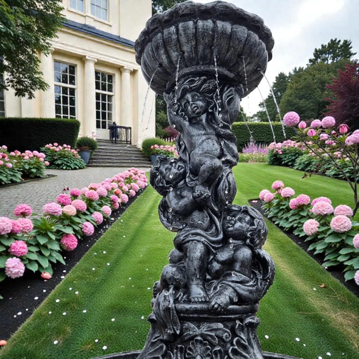 5 ft Cherub Garden Fountain, Solid Concrete, photo 10 of 10