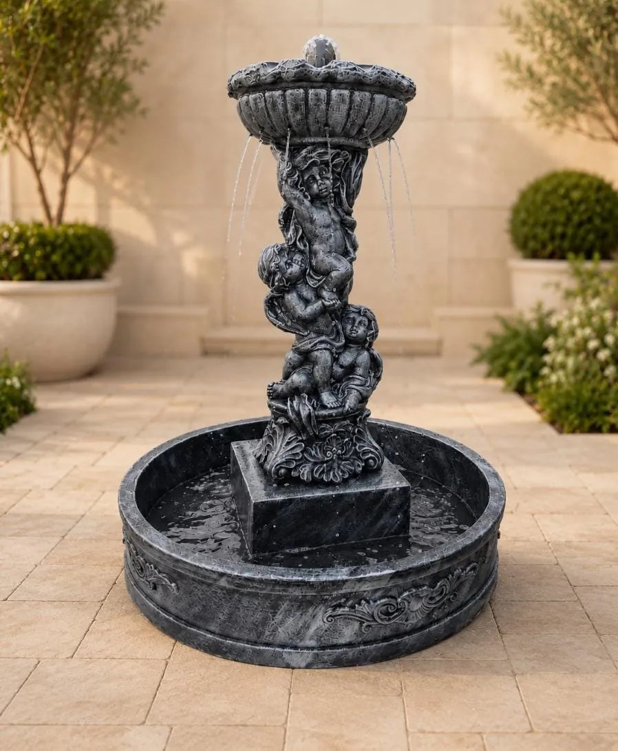 5 ft Cherub Garden Fountain, Solid Concrete, photo 2 of 10