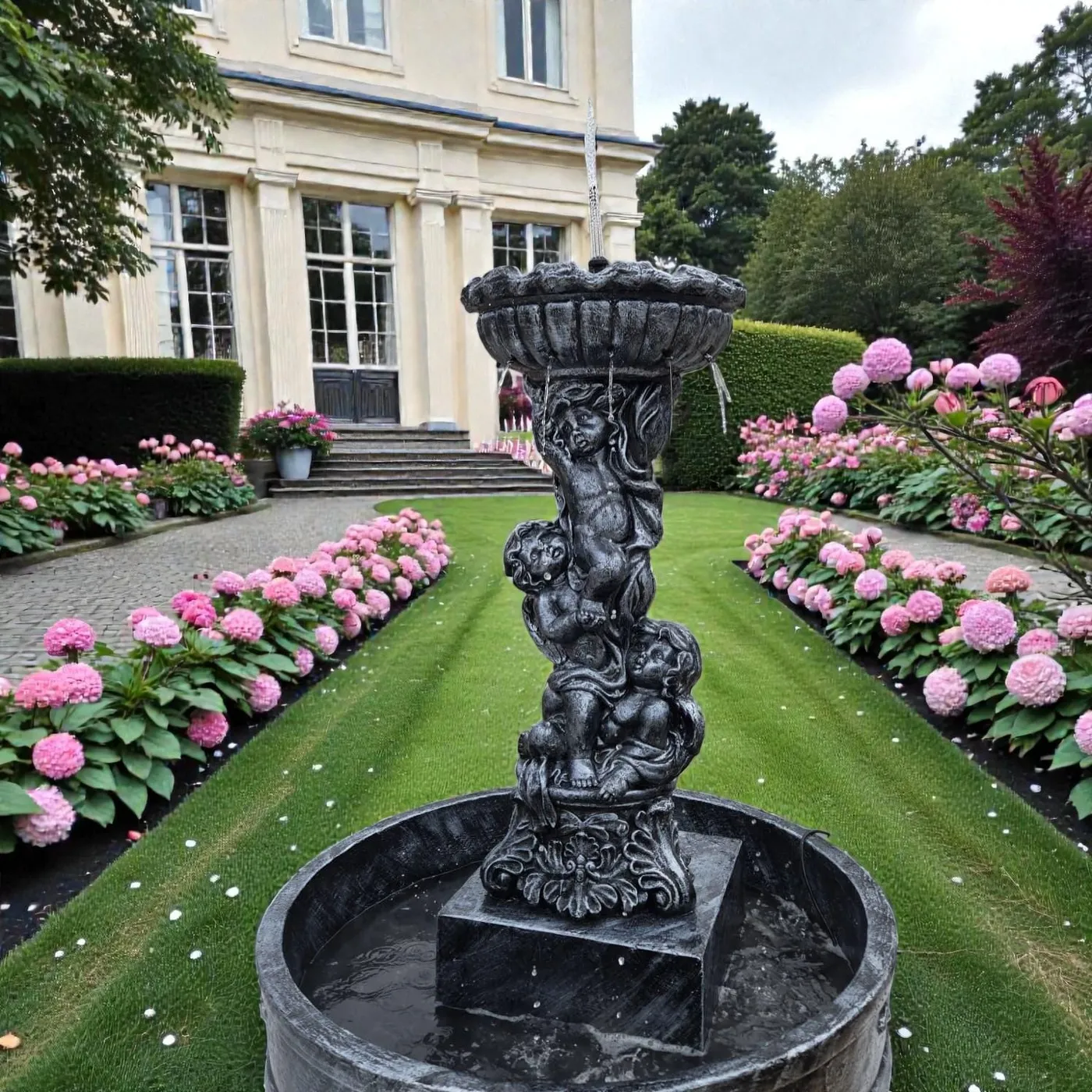 5 ft Cherub Garden Fountain, Solid Concrete, photo 6 of 10