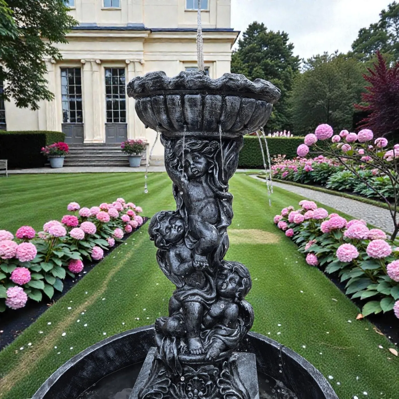 5 ft Cherub Garden Fountain, Solid Concrete, photo 7 of 10