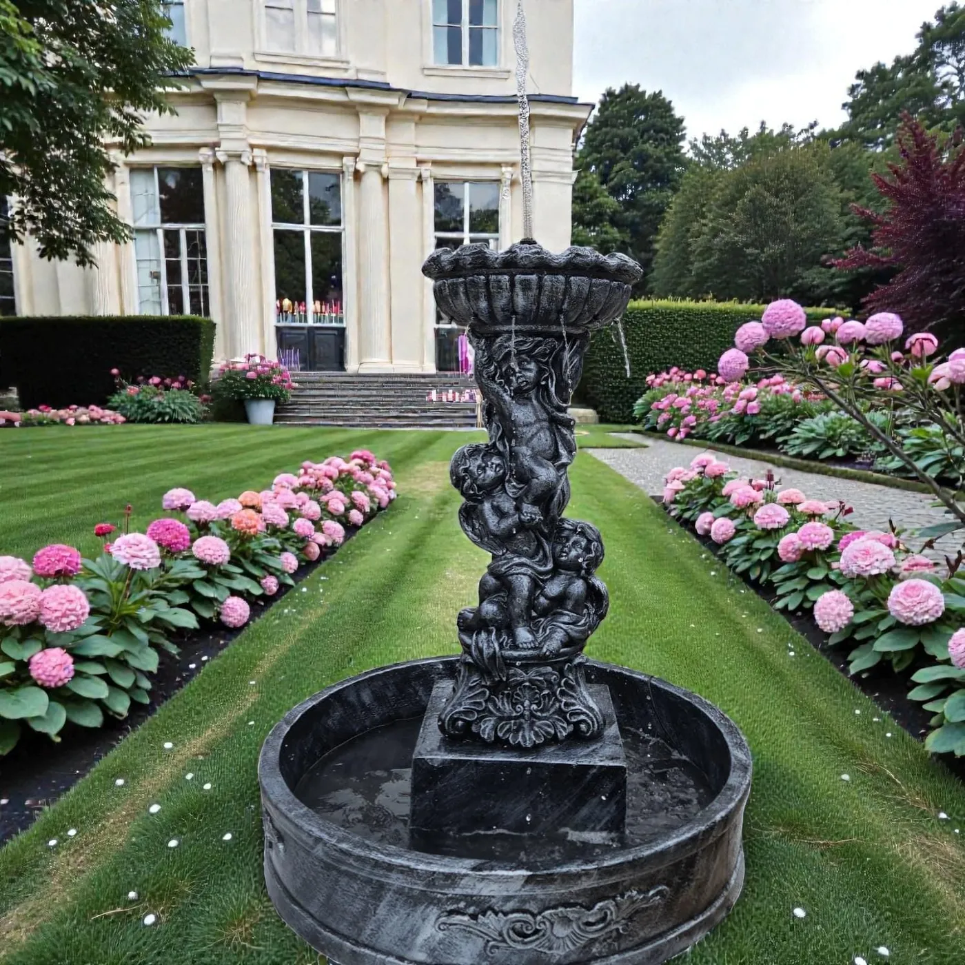 5 ft Cherub Garden Fountain, Solid Concrete, photo 8 of 10