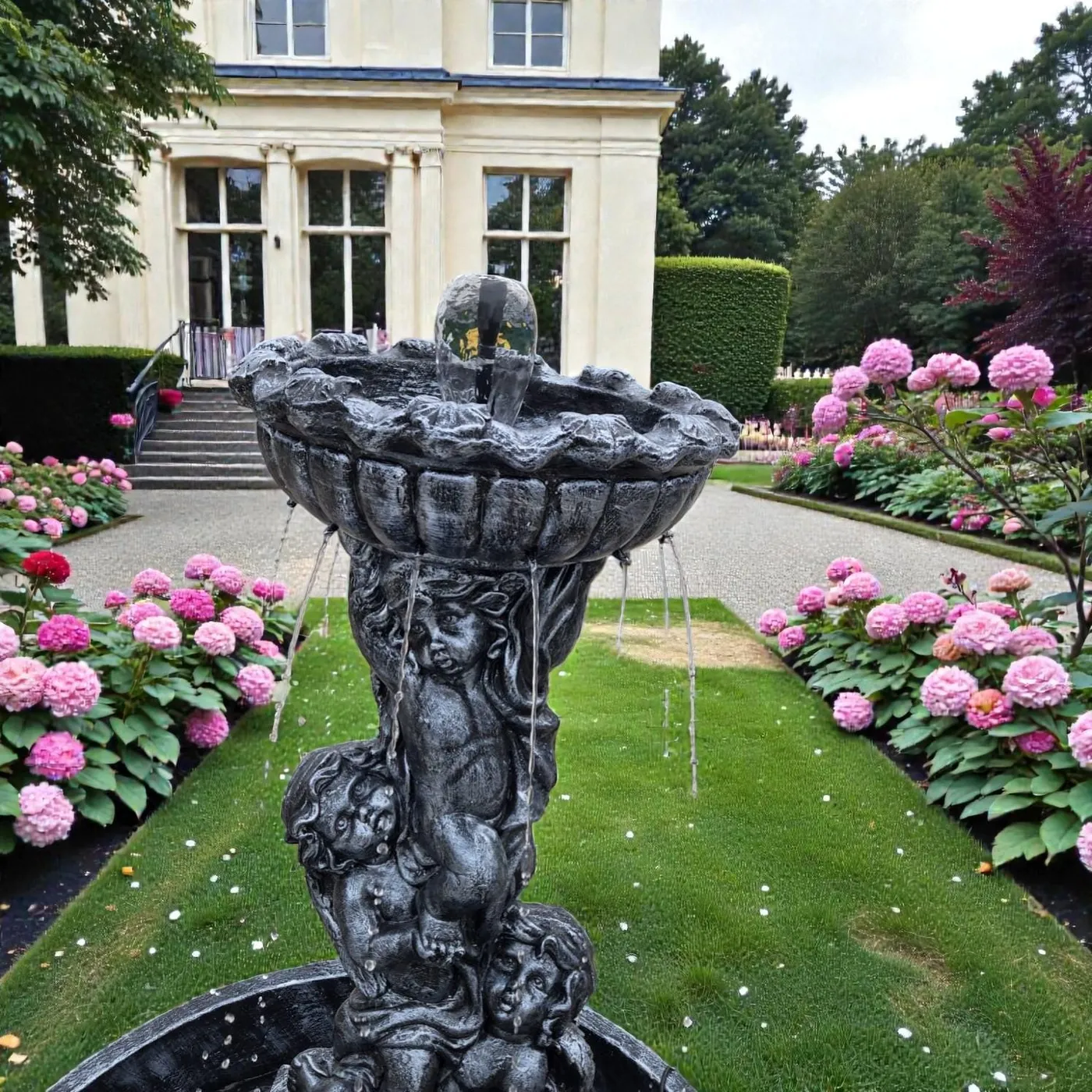 5 ft Cherub Garden Fountain, Solid Concrete, photo 9 of 10