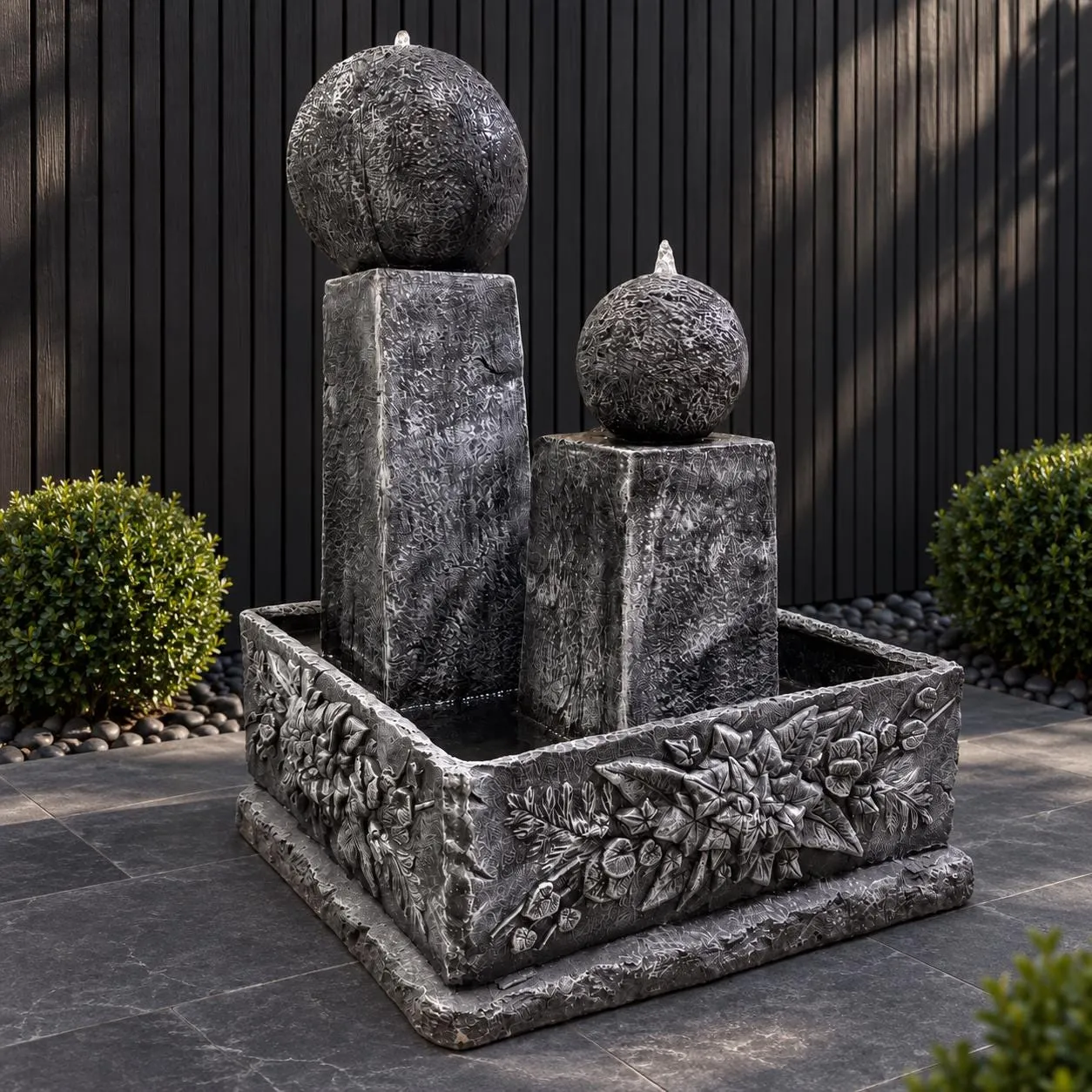 54" Triple Sphere Garden Fountain — Solid Concrete, photo 2 of 10